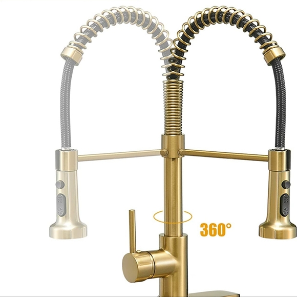 BESy Commercial Kitchen Laundry Faucet with Pull Down Sprayer Brushed Gold New - Picture 4 of 7